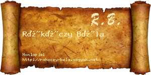 Rákóczy Béla névjegykártya